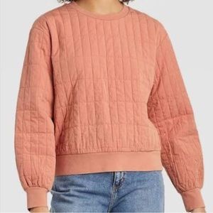 Universal Thread Apricot Glaze Quilted Pullover Long Sleeve Top Size XL Womens